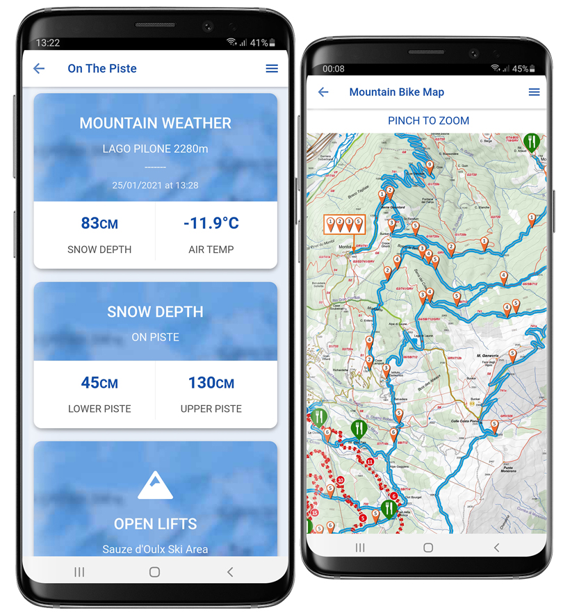 Sauze app mountain weather and bike maps